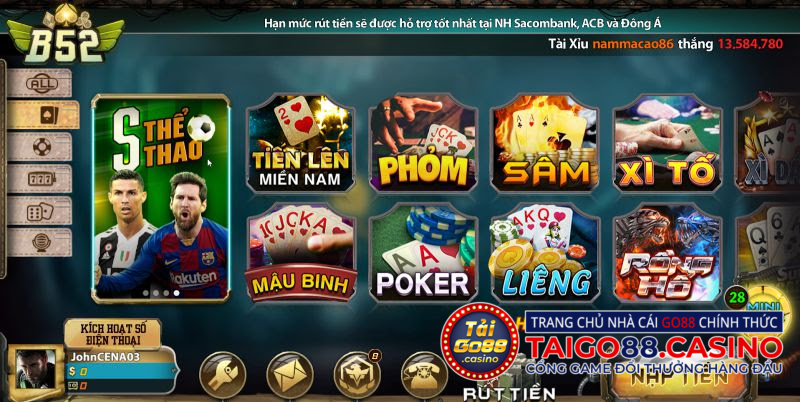 Chơi gì tại cổng game B52?