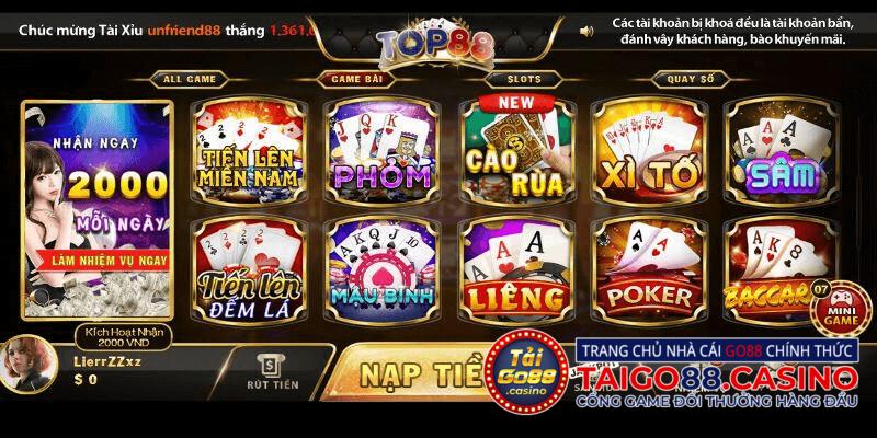 Cổng game Top88 đa dạng hóa thể loại giải trí để cược thủ thỏa sức khám phá